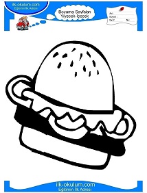 Çocuklar İçin Hamburger Boyama Sayfaları 